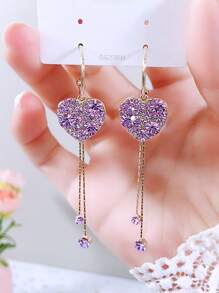 Bông tai hình trái tim bằng đá rhinestone - Nhiều màu - Xem 1