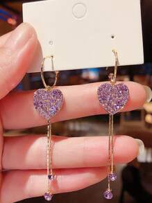 Bông tai hình trái tim bằng đá rhinestone - Nhiều màu - Xem 3