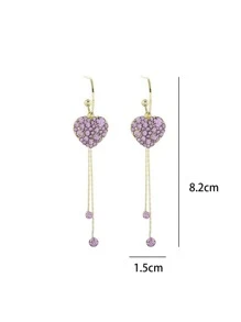 Bông tai hình trái tim bằng đá rhinestone - Nhiều màu - Xem 5