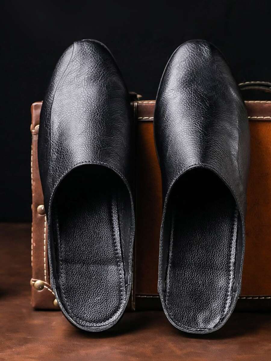Men Mule Loafers Round Toe Loafers Black - Black - View 1