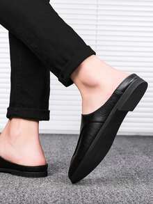Men Mule Loafers Round Toe Loafers Black - Black - View 2