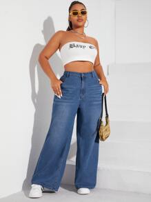 Flexra Jeans de pierna ancha - Azul lavado medio - Ver 4