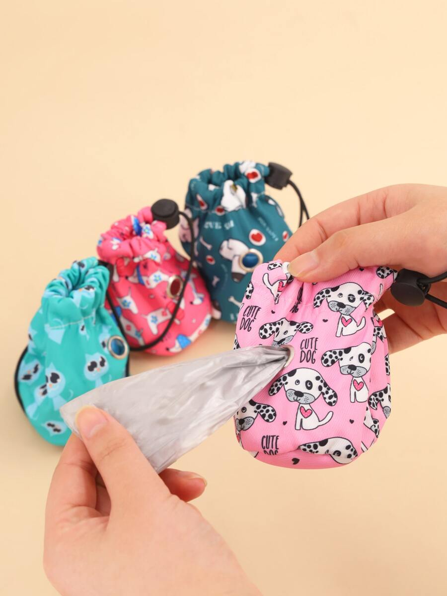 Supet 1入組卡通狗設計隨機寵物便便袋分配器 - 彩色 - 查看 1