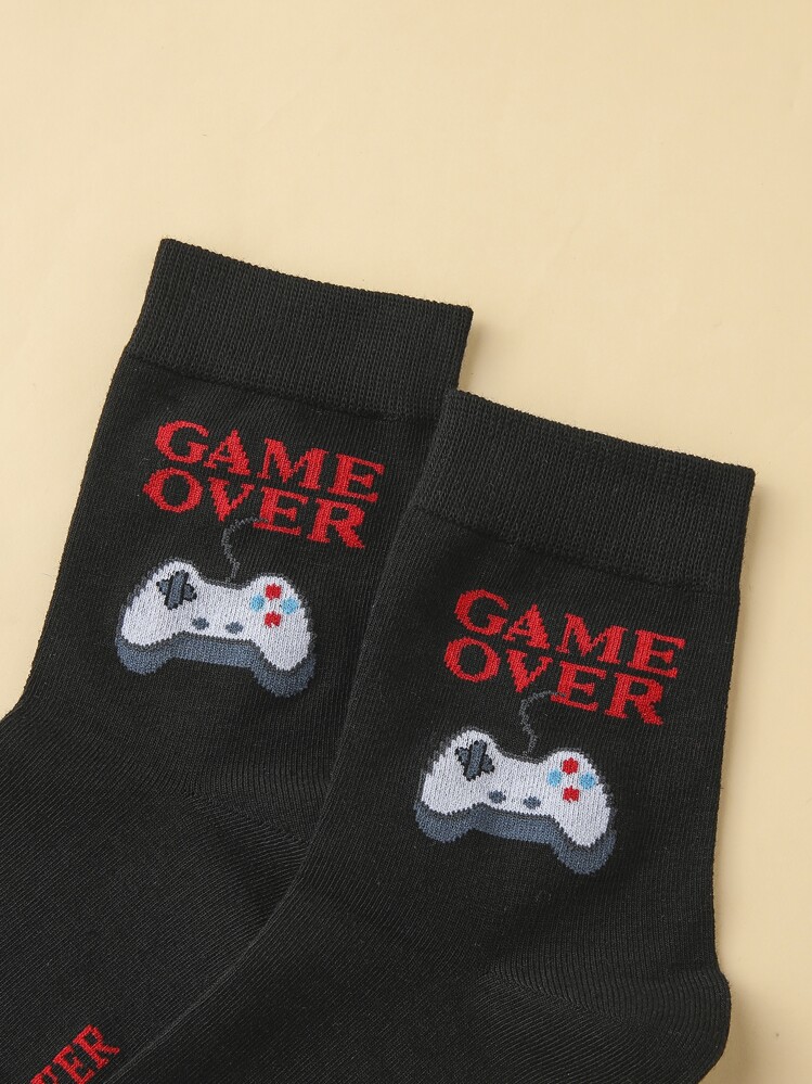 Hombres Calcetines de tripulación con mando de juego & con estampado de slogan - Multicolor - Añade 3