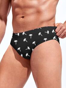Manfinity Men Tropical Print Swim Brief - Black - View 5