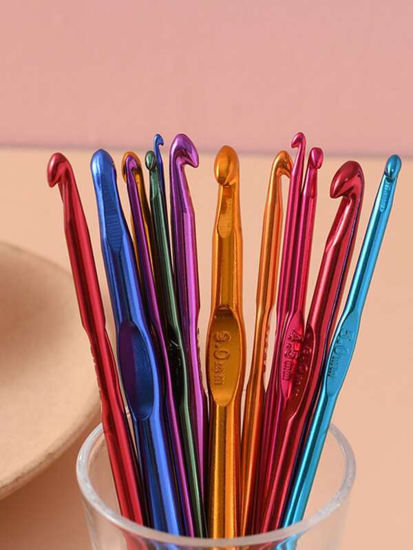 12pcs/set Aluminum Crochet Needle, Daily Crochet Hook For Home SHEIN UK