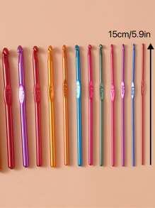 12入組/套鋁勾織日常鉤針 - 彩色 - 查看 2