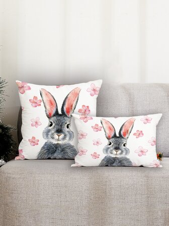 1入組無填充物兔子設計靠墊套現代絨布裝飾抱枕套適合家居四季皆宜
