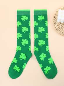 Calcetines altos con estampado de trébol - Multicolor - Ver 2