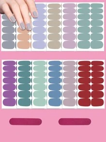 12 hojas de calcomanías de uñas lisas y 2 limas de uñas, calcomanías de uñas para hacer usted mismo