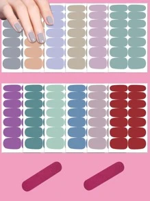 12 hojas de calcomanías de uñas lisas y 2 limas de uñas, calcomanías de uñas para hacer usted mismo