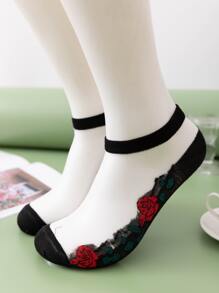 Floral Pattern Ankle Socks - Multicolor - View 2