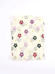 Girls Floral Print Scarf - White - View 2