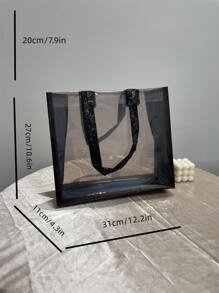 Tropical Leaf Pattern Waterproof Beach Bag, Clear Bag Holiday Bag Holiday Essentials For Summer For Vacation Sport Bag For Sports For Fitness For Exercise Large Capacity Travel Bag For Women For Men Travel Essential Durable Gym Bag Yoga Bag - Black - View 5