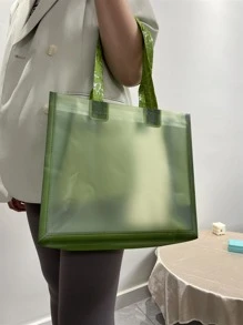 Túi Đi Biển Chống Thấm Nước Họa Tiết Lá Nhiệt Đới, Túi Trong Suốt - màu xanh lá - Xem 1