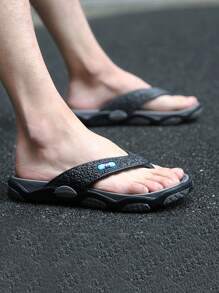 Men's Casual Waterproof Two Tone Flat Flip Flops, Beach Sandals