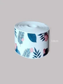 1pc Tropical Leaf Pattern Waterproof Tape, Modern Leaf Print PVC Waterproof Tile Decoration Seam Tape For Kitchen - White - View 2