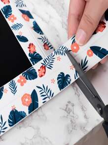 1pc Tropical Leaf Pattern Waterproof Tape, Modern Leaf Print PVC Waterproof Tile Decoration Seam Tape For Kitchen - White - View 4