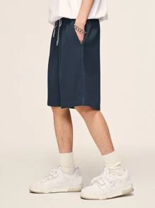 INFLATION Men Solid Slant Pocket Shorts - Navy Blue - View 3