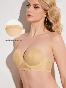 Deyllo Floral Lace Underwire Bra - Apricot - View 1