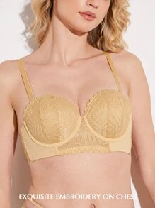 Deyllo Floral Lace Underwire Bra - Apricot - View 4