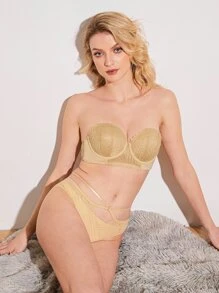 Deyllo Floral Lace Underwire Bra - Apricot - View 5