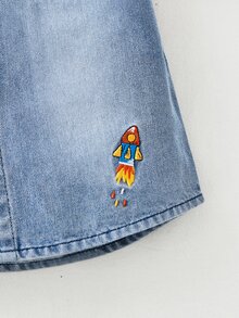 小男童字母刺繡牛仔襯衫