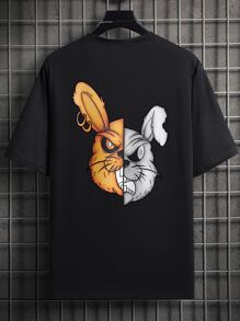 Manfinity EMRG 男士卡通圖案T恤 - 黑色 - 查看 2