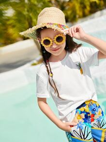SHEIN Girls Pineapple Print Tee - White - View 6