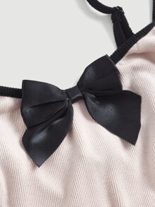 SHEIN MOD 正面带蝴蝶结对比色绑带吊带背心 - 淺粉色 - 查看 4