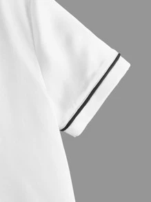 SHEIN Boys Contrast Piping PJ Set - White - View 8