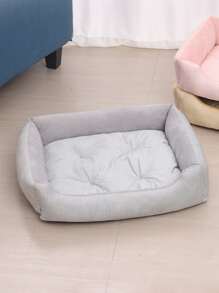 1入灰色條紋毛絨寵物床,適合小型和中型狗和貓,四季均適宜睡覺 - 灰色 - 查看 2