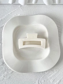 1 pieza diseño rectangular de pinza de cabello en color blanco, Clips de pelo cuadrados para mandíbulas de cabello, pinzas de agarre fuerte para peinados casuales - Blanco - Ver 2