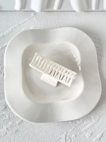 1 pieza diseño rectangular de pinza de cabello en color blanco, Clips de pelo cuadrados para mandíbulas de cabello, pinzas de agarre fuerte para peinados casuales - Blanco - Ver 3