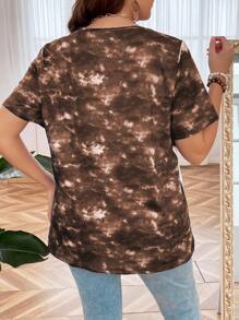 SHEIN LUNE Plus Tie Dye Tee - Multicolor - View 2