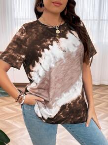 SHEIN LUNE Plus Tie Dye Tee - Multicolor - View 3