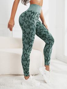 Easithlete 紮染瑜伽打底褲收復競技褲襪 - 彩色 - 查看 4