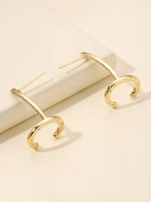 Cubic Zirconia & Horseshoe Decor Stud Earrings - Multicolor - View 1