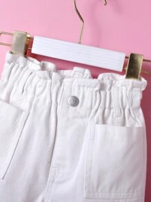 嬰兒紙袋腰口袋貼布牛仔褲 - 白色 - 查看 3