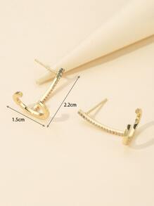 Cubic Zirconia & Horseshoe Decor Stud Earrings - Multicolor - View 3