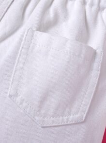 嬰兒紙袋腰口袋貼布牛仔褲 - 白色 - 查看 5