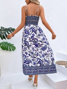 SHEIN VCAY 印花吊帶洋裝不附腰帶