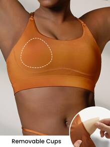 GLOWMODE PearlLift Cross Strap Sports Bra - Brown - View 6