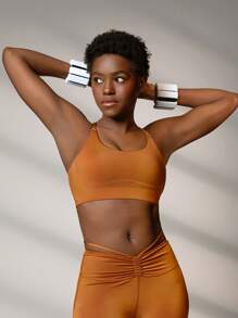 GLOWMODE PearlLift Cross Strap Sports Bra - Brown - View 8