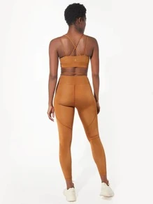 GLOWMODE PearlLift Cross Strap Sports Bra - Brown - View 9