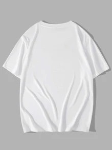 ROMWE MEN Street Life Tops Nam Ô tô/xe hơi Lá thư Giải trí - trắng - Xem 2