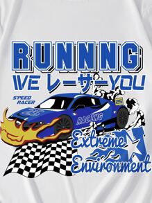 ROMWE MEN Street Life Tops Nam Ô tô/xe hơi Lá thư Giải trí - trắng - Xem 5