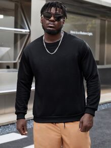 Manfinity Men Plus Slogan & Figure Graphic Sweatshirt - Black - View 4