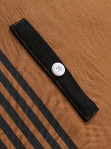 Manfinity Homme Men Plus Striped Print Polo Shirt - Brown - View 6