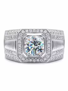 ESBERRY 1入組閃爍石墨烯鑽石男士婚戒s925純銀訂婚戒指永恆戒指周年紀念禮物奢華珠寶禮物新娘珠寶